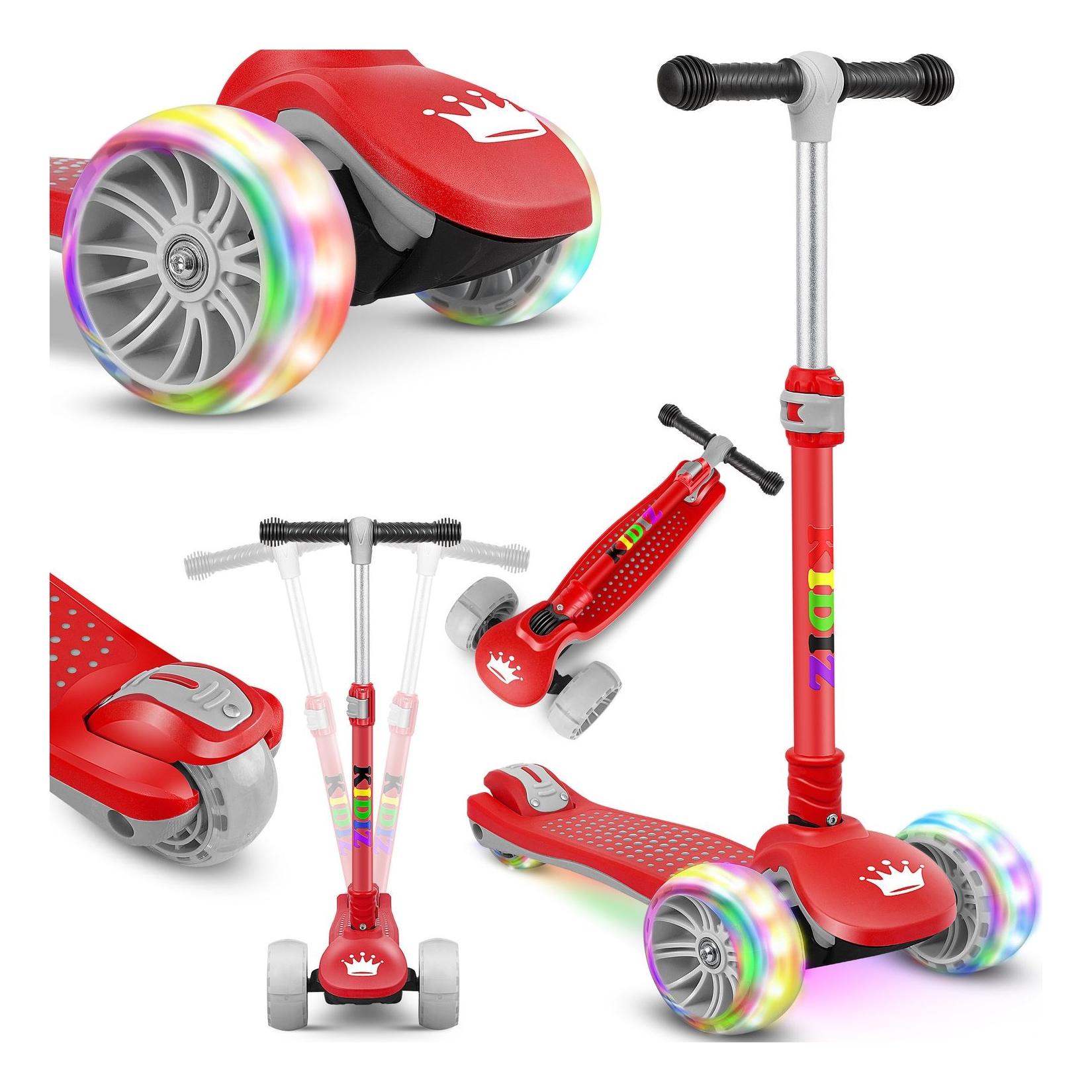 KIDIZ® Roller Kinder Scooter X-Pro2 Dreiradscooter mit PU LED Leuchtenden Räder Kinderroller faltbar Tret-Roller höhenverstellbarer Cityroller Kinderscooter für Jungen Mädchen 3-12 Jahre