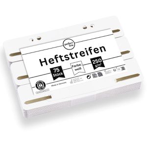 perfect-line Heftstreifen 34 x 150mm, weiß, aus Karton, 75 Stück