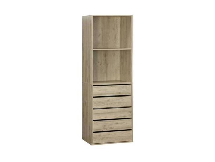 Module dressing avec 5 tiroirs et 2 étagères. naturel. panneaux stratifiés