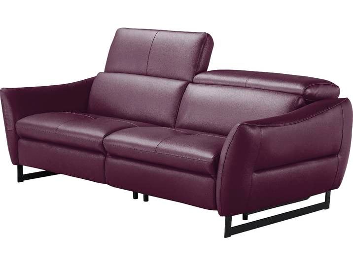 2,5-Sitzer EGOITALIANO Dafne, elegantes Designsofa mit hohem Sitzkomfort , rot (cherry), B:208cm H:97cm T:108cm, Leder NUVOLE (Echtes Rindsleder). Halbnatürliches, halbnarbiges Rindsleder mit einer natürlichen Körnung von 1, 2 bis 1, 4 mm. Dieses Leder hat eine weiche, wachsartige Haptik mit mattem Aussehen und einem Wolkeneffekt. Es handelt sich um ein Naturleder, das die ursprünglichen Eigenschaften der Lederhäute nicht verändert. Das Vorhandensein von verheilten Narben, Körnungsunterschiede, Falten, Adern, Unterschiede in den Farbtönen und andere Spuren, die die Natur auf diesen Fellen hinterlassen hat, sind ein Beweis für die absolute Echtheit und das Zeugnis ihres großen Wertes., Sofas, wahlw. mit elektrischer Relaxfunktion, Kopfteile manuell verstellbar