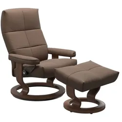 Stressless Sessel mit Hocker David Classic Leder Braun Batick Mole L (Large)