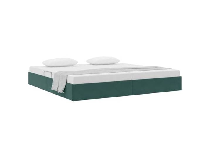 SKTQYQO Ottoman-Bett aus Samt, dunkelgrün, 200 x 200 cm Hydraulisches Heben, Metallstruktur, Kapazität 280 kg, Verwendung im Innenbereich