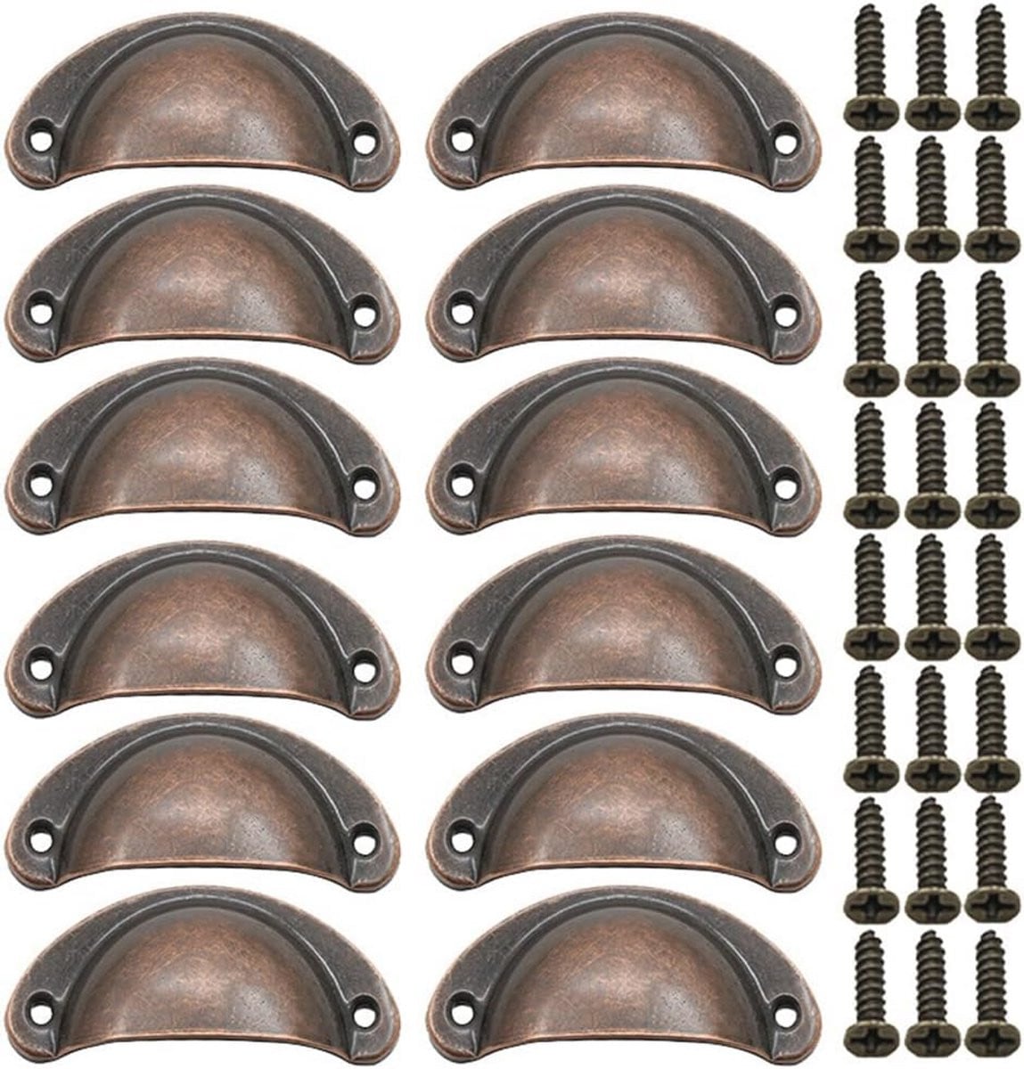 Vintage Halve Maan Trekgrepen - 12 Stuks Antiek Bronzen Meubelknoppen voor Kasten en Laden