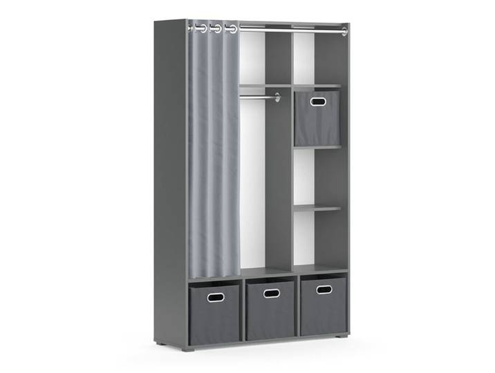Armoire Luigi 38x178.1cm avec boîtes pliantes (grises) Gris Vicco 40726