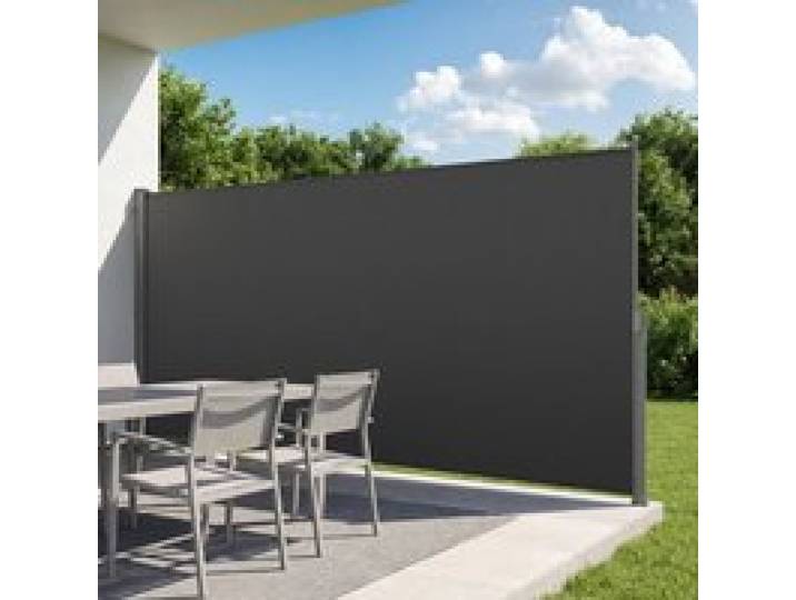 VEVOR Store Latéral Rétractable 185x420 cm, Brise-Vue Rétractable pour Terrasse, Jardin, Balcon et Piscine, Toile Polyester 180 g/m², Protection Solaire, Imperméable, Délimitation de l'Espace, Gris