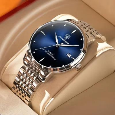 Inspire Select POEDAGAR Smart Casual Waterproof Stainless Steel Men's Quartz Watch blue
