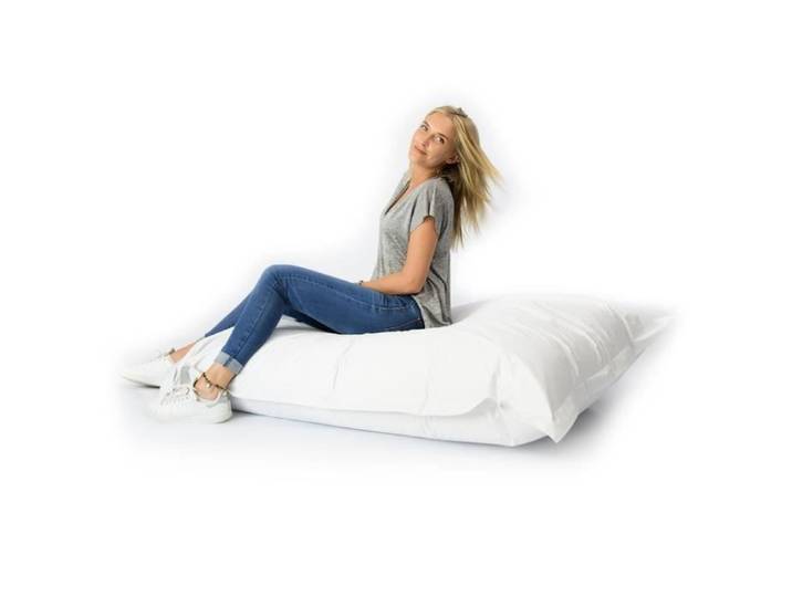 Pouf Géant Blanc XL - LiveDeco® - Rempli de billes de polystyrène recyclé écologique