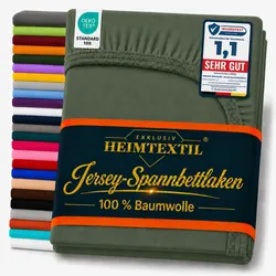 EXKLUSIV HEIMTEXTIL Marke Jersey Spannbettlaken 180-200x200 cm Dunkelgrün