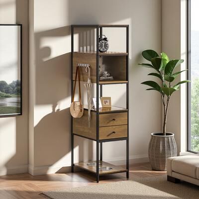 ZWYO HOSIMU "66.93"" Metal P2 Particle Board 3-Shelf Standing Display Cabinet with 2 Dog Bowls & Anti-Tip Device"