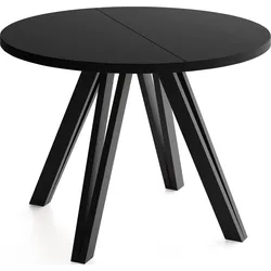 ESSTISCH Ravero runder ausziehbarer, Schwarz 100-180/100/77 cm