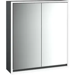 emco loft Lichtspiegelschrank, 600mm, Aufputzmodell, schwarz/spiegel, 979813304, Ausführung: 2 Türen