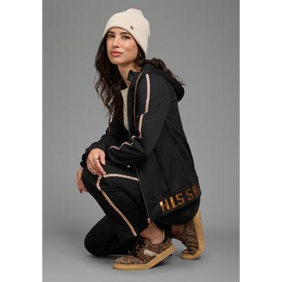 Trainingsanzug H.I.S, Damen, Gr. 34, rosa (schwarz, rose, gold), Obermaterial: 94% Polyester, 6% Elasthan, Basic schmal, Sportanzüge Trainingsanzug, Softes, schnell trocknendes Stretchmaterial für hohen Komfort