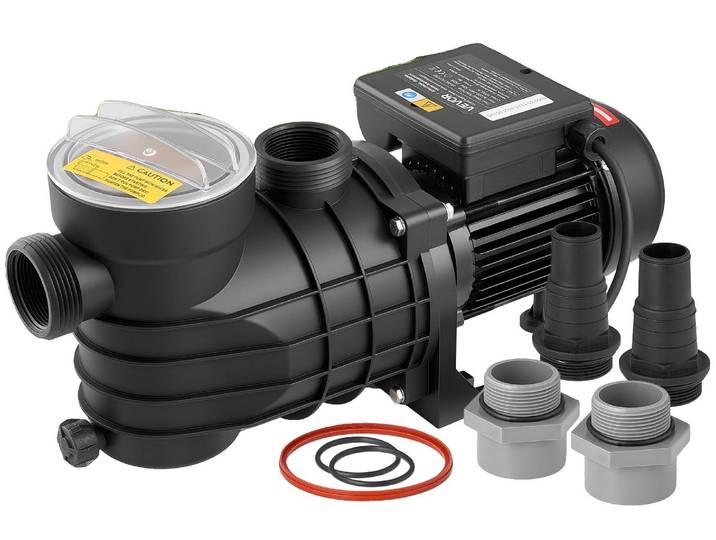 Pompe de piscine VEVOR 250 W\, pompe filtrante 11 700 L/H débit max.\, pompe de piscine à un étage\, 2850 tr/min\, hauteur de refoulement max. 8 m\, avec panier filtrant et couvercle\, pour piscines hors sol\, piscines et spas