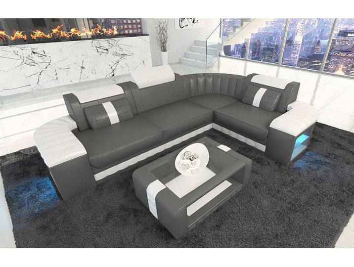 Mini Sofa Bergamo L-Form in Leder