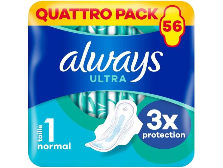 Always Ultra maandverband, maat 1 normaal, quattro pack, 56 stuks