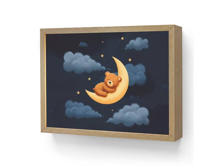 OnlyWow Nachttischlampe MIT Akku Teddybär - Mond - Wolken - Sterne 40x30 cm, Dunkelblau, Rechteckig, LED integrated, 40x30x8 cm, Lampen & Leuchten, Innenbeleuchtung, Nachtlichter