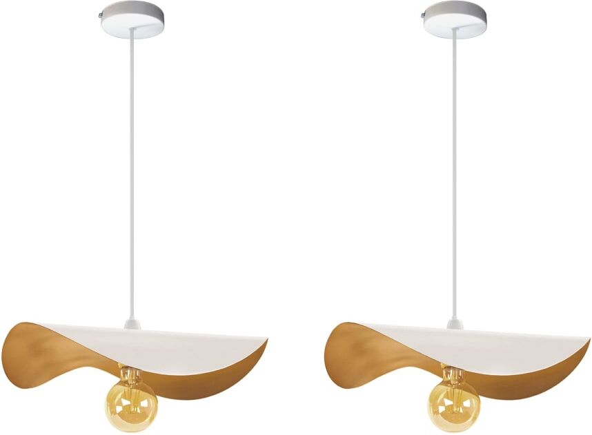 Tosel Lot de 2 suspensions acier blanc d'ivoire Blanc 40x65x40cm