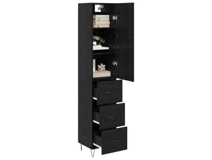KTHLBRH Anrichte Eiche schwarz 34,5 x 34 x 90 cm Holz mehrschichtig Esszimmermöbel, vielseitige Aufbewahrung, modernes Design, rechteckige Form