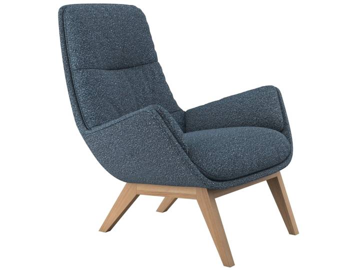 Stilvoller Sessel Halani Stoff stahlblau B 93 cm T 84 cm H 95 cm - Sessel