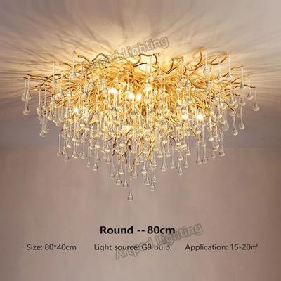 Uplift Treasures Nordic Luxury Gold K9 Crystal LED Chandelier round 80cm silver Body cold White