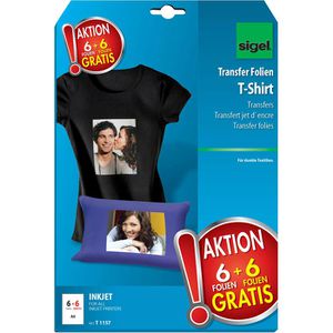 Sigel Transferpapier T1157, DIN A4, T-Shirt-Folie für dunkle Textilien, 12 Blatt