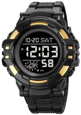 Everyday Crate SKMEI 2003 Digital Sports Watch 50M Waterproof Mens Watch With Dual Time Countdown And EL Backlight gold Black Machine