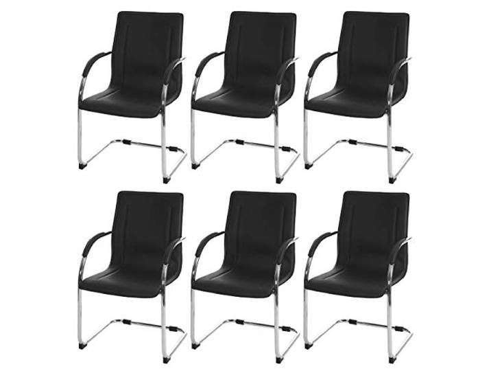 PROREGAL 6er-Set Konferenzstuhl Sammy HxBxT 93x56x56cm Sitzhöhe 47cm Stahl Schwarz Besucherstuhl Freischwinger Lehnstuhl Wartezimmer Büro