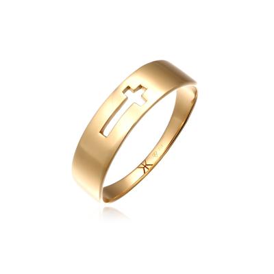 Silberring KUZZOI "Ring Kreuz Basic 375 Gelbgold" Gr. 58, gold, Fingerringe, Herren, 58, Gelbgold 375, Silberring