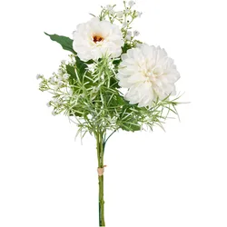 Kunstblume Cosmea Dahlienmixstrauss II Weiß/Grün