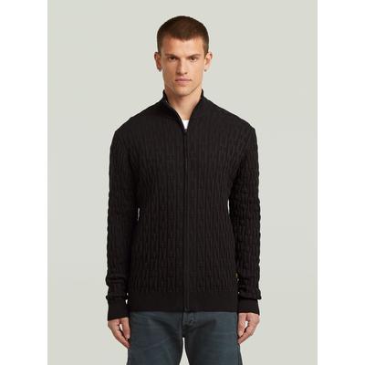 Cardigan G-STAR "Chain Structure Cardigan Knit", Herren, Gr. S, schwarz (dk schwarz), Obermaterial: 50% Baumwolle, 50% Polyacryl, Strickjacken