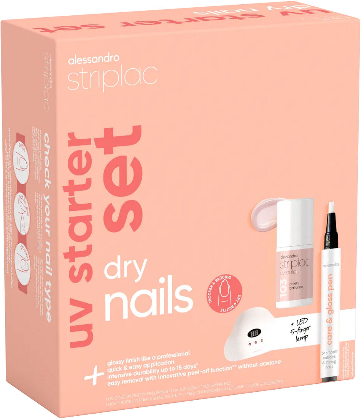 ALESSANDRO Striplac UV Starter 1 Colour Dry Nails Gift Set