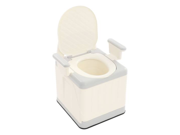 Commode de toilette portable autoportante, chaise de toilette pour adultes en PP moulé par injection avec capacité de charge de 150 kg, commode portable intérieure et extérieure pour personnes âgées,