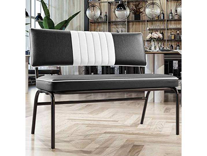 GGMMÖBEL Diner American Diner Sitzbank Schwarz Gestreift B:H 110 x 48 cm Gestreift American Diner Möbel