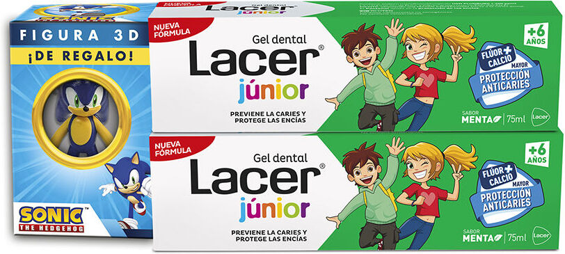 Lacer Pack Gel Dentaire Junior Mint 2 x 75 ml + figurine 3D