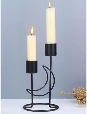 Uplift Essentials Modern Minimalist Iron Candlestick Stand black