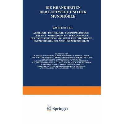 Die Krankheiten der Luftwege und der Mundhöhle, Taschenbuch von F. Blumenfeld,K. Amersbach,K. Beck,E. Bentele,A. Brüggemann, Springer Berlin,