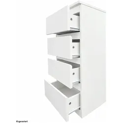 HTI-Living, Kommode + Sideboard, Kommode Thekla mit 4 grifflosen Schubladen Weiss