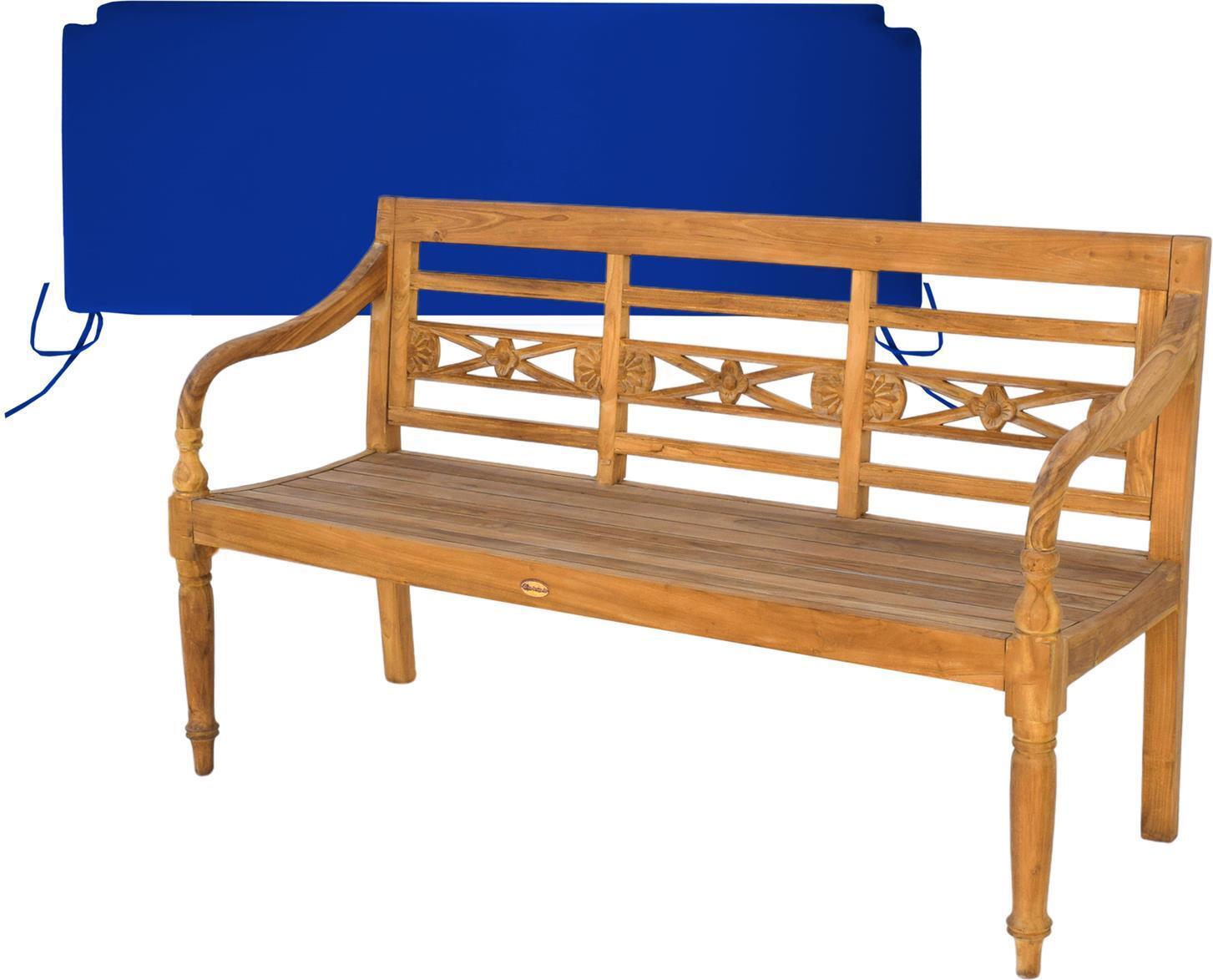 Gartenbank Aoste Teak Massivholz 150 cm Blau
