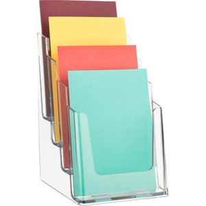 Böttcher-AG Prospekthalter Premium, transparent, Tisch/Wandprospekthalter, Kunststoff, 4 x A5