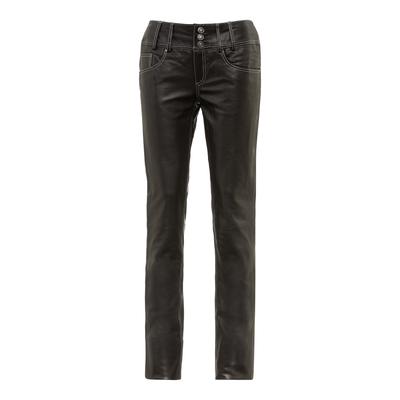 Lederhose RICANO "Lederhose Skinny Pant", Damen, Gr. S, Länge 34, schwarz (weiß), Obermaterial: 100% Lammnappaleder LANA., figurbetont, Hosen, Handgefertigt aus echtem Leder