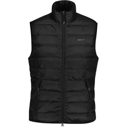 GANT Herren Daunenweste - LIGHT DOWN VEST, leichte Steppweste, Stehkragen, Zip Schwarz / M