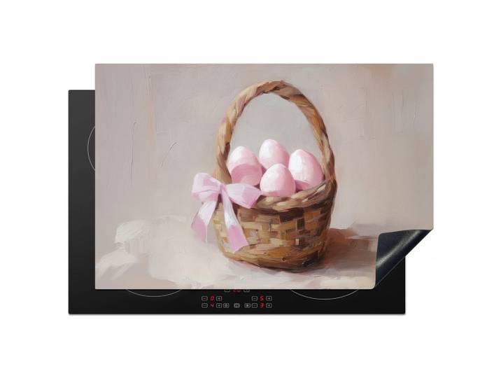 HERDABDECKPLATTE Korb - Eier - Rosa Ceranfeldabdeckung 76x51.5 cm