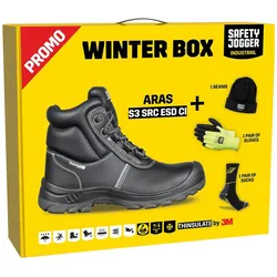 Safety Jogger, Sicherheitsschuhe, SI9600400 Winterbox ARAS Hochsicherheitsschuhe, Mütze, Handschuhe und Socken (S3, 40)