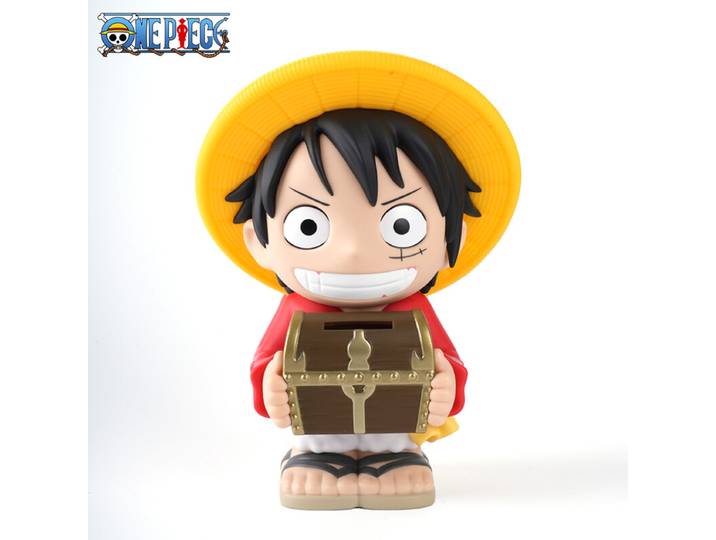One Piece Monkey D Luffy Tirelire en PVC Anime Tirelire Coffre au trésor Boîte d'épargne Figurine de collection Décoration de bureau Cadeau pour fans adultes