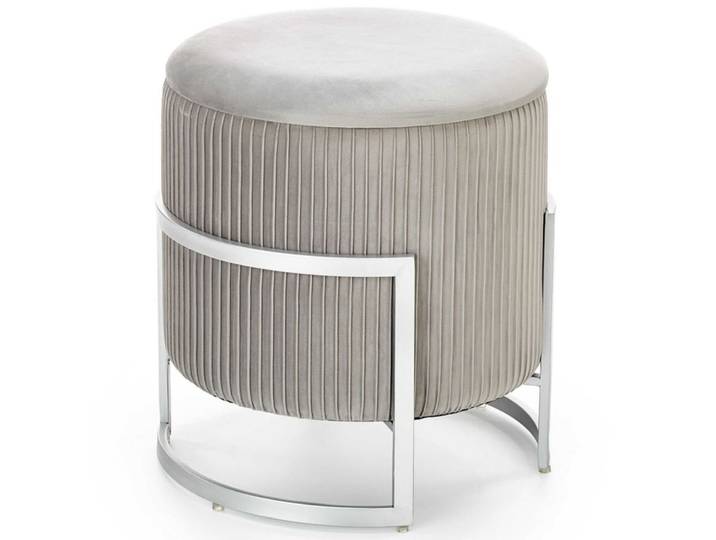 Pouf avec coffre de rangement en velours de polyester gris
