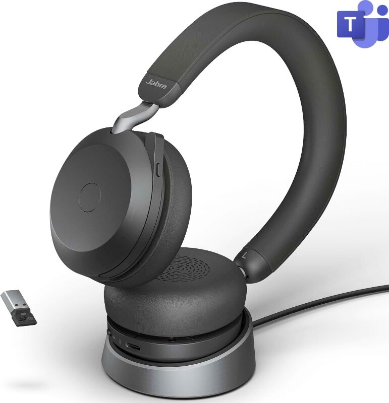 Jabra GN Jabra Evolve2 75 USB-A MS + Socle Le micro casque sans-fil haut-de-gamme pour des communications professionnelles hybrides.