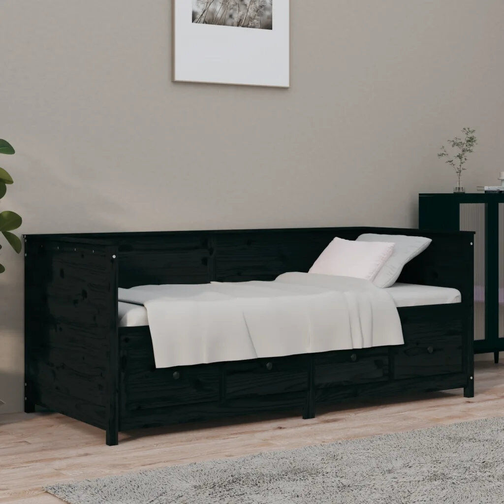 Union Rustic Messara Solid Wood Daybed Black Small Single (2'6)