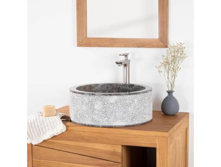 Wanda collection - Vasque Salle de Bain en marbre Elbe Gris 40cm