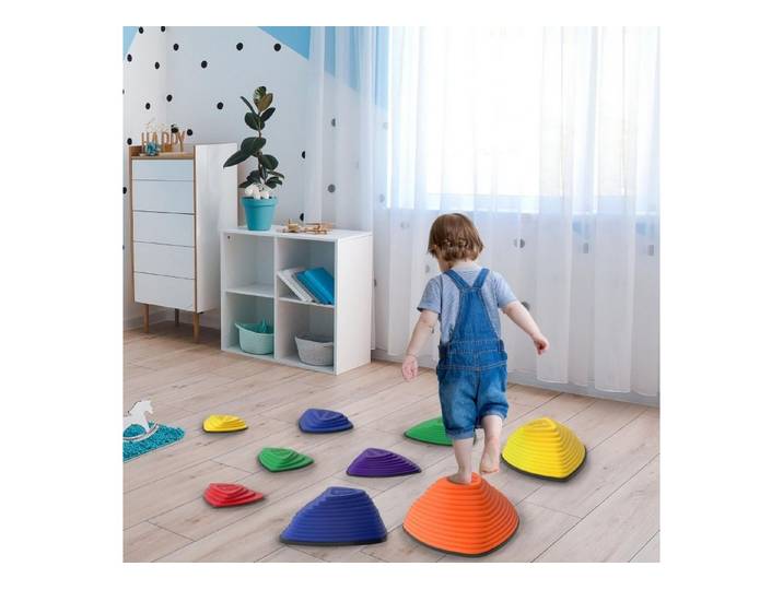 FELIXLEO Stapelspielzeug 9er Set Trittsteine rutschfestes Design für drinnen draußen stapelbar, (1-tlg)