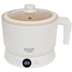 Adler AD 6422 Multikocher 1,0 L, 800 W, 4 Kochmodi, LED-Touch-Display, Warmhaltefunktion bis 12 Std., Dampfgaraufsatz, Glasdeckel, Antihaftbeschichtung